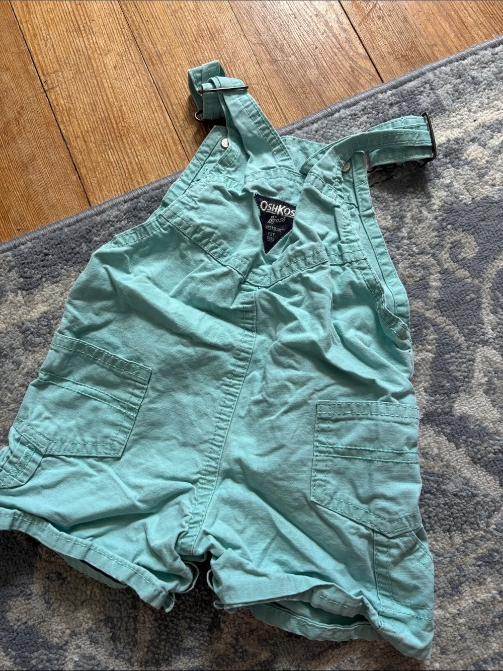 OshKosh B'gosh Kids Mint Green Short Overalls